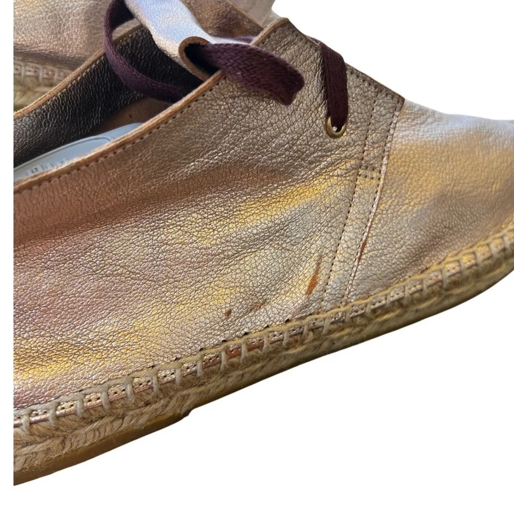 Robert Clergerie Paris Eloise Rose Gold buttery Leather Espadrille size 10 spain